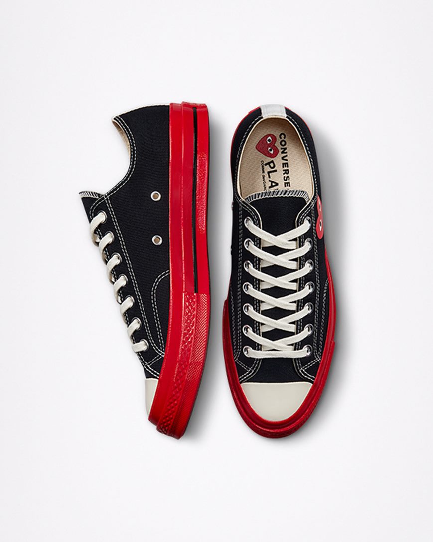 Dámské Boty Nízké Converse x Comme des Garçons PLAY Chuck 70 Černé Červené | CZ CDUH53